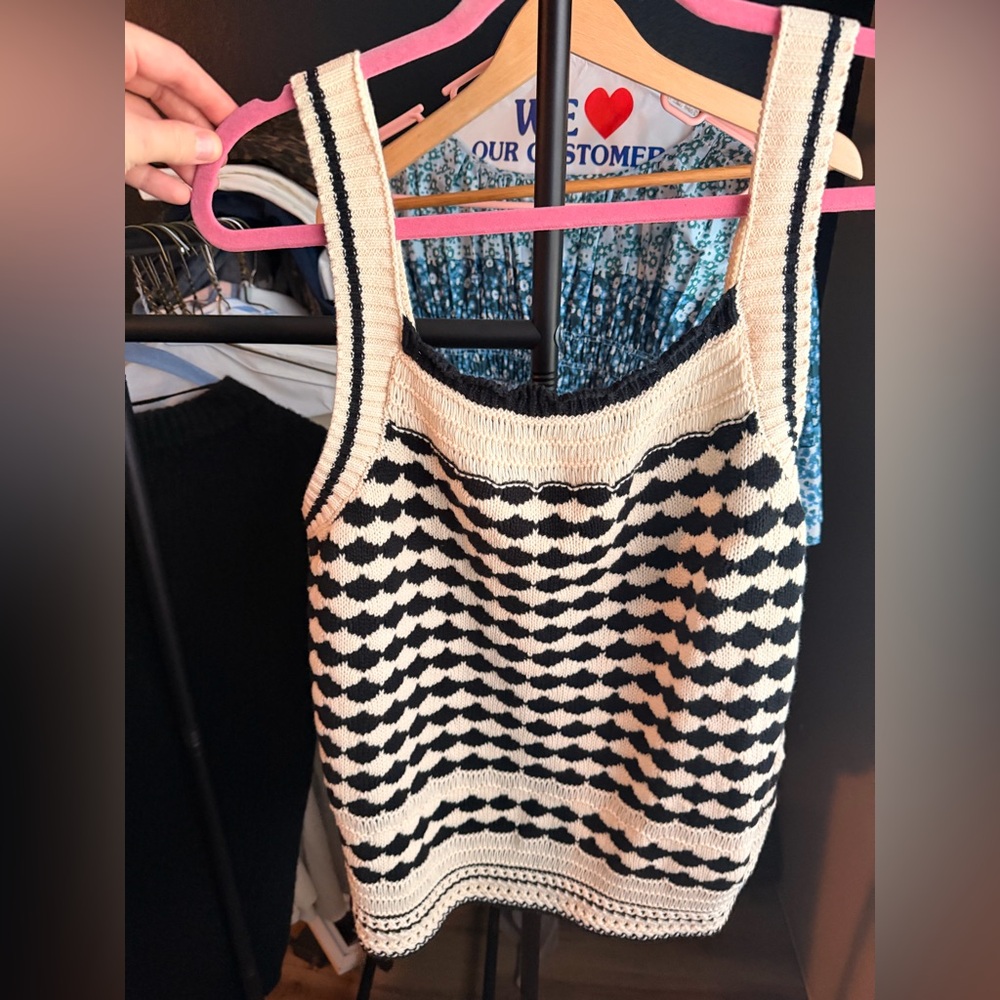Tribal Black and Cream Patterned Tank Top
